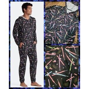 MeUndies Bodysuit Star Wars One Piece Unisex S/M Lightsabers Zip Up Pajama Pant